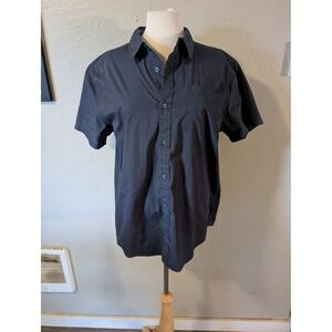 prAna mens button up short sleeve‎ Navy shirt size L